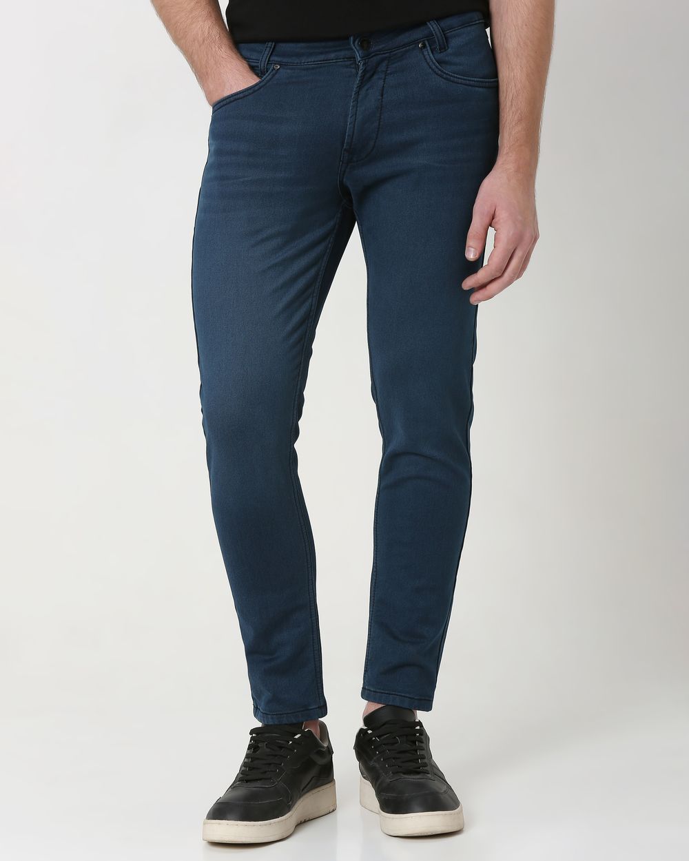 Deep Indigo Blue Ankle Length Denim Deluxe Stretch Jeans