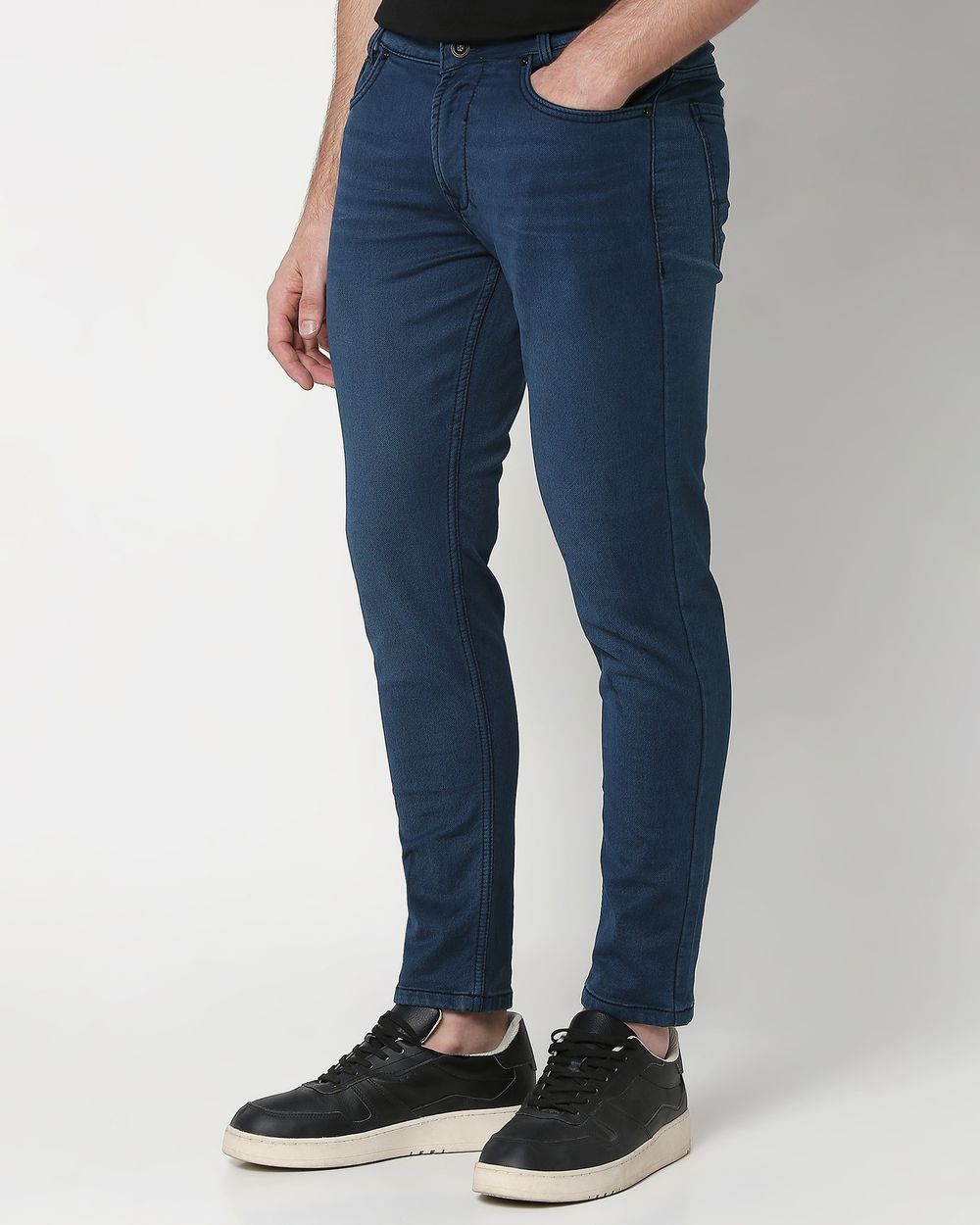 Deep Indigo Blue Ankle Length Denim Deluxe Stretch Jeans