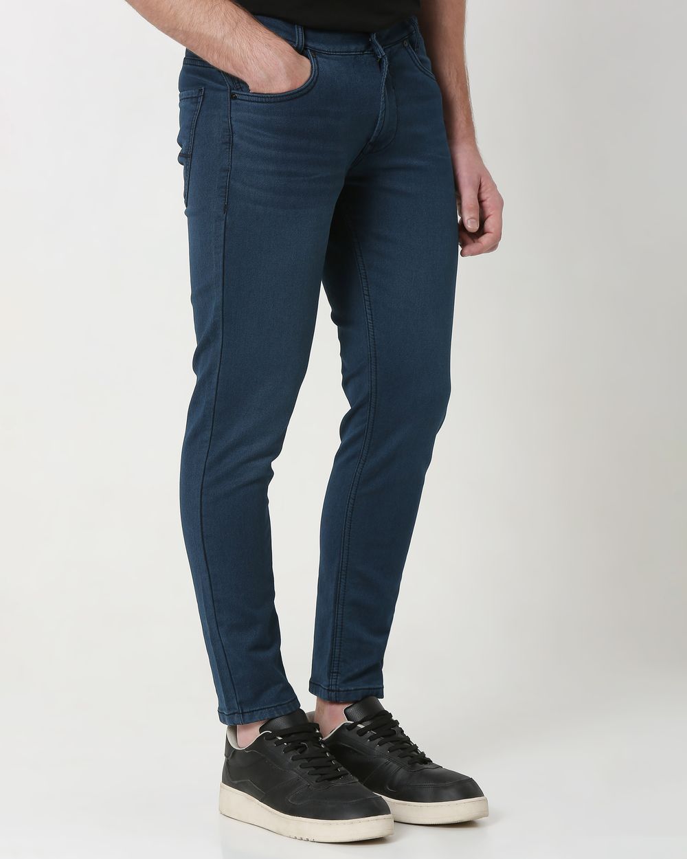 Deep Indigo Blue Ankle Length Denim Deluxe Stretch Jeans