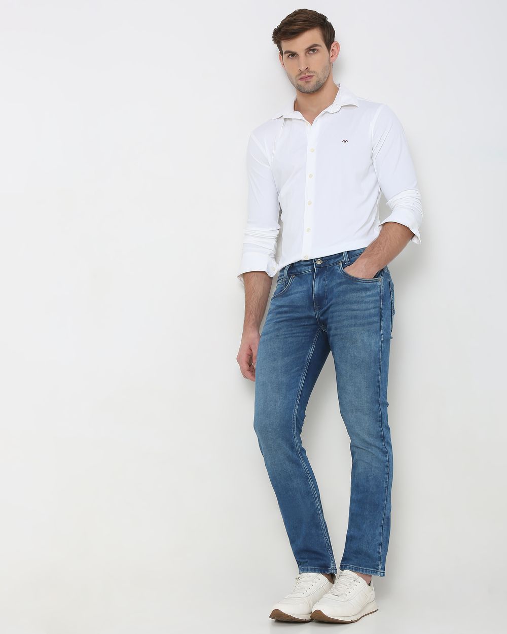 Mid Blue Super Slim Fit Denim Deluxe Stretch Jeans