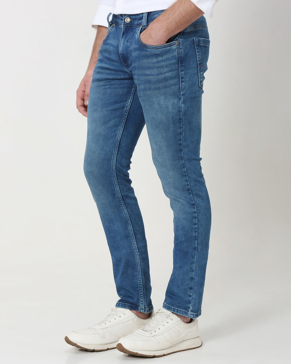 Mid Blue Super Slim Fit Denim Deluxe Stretch Jeans