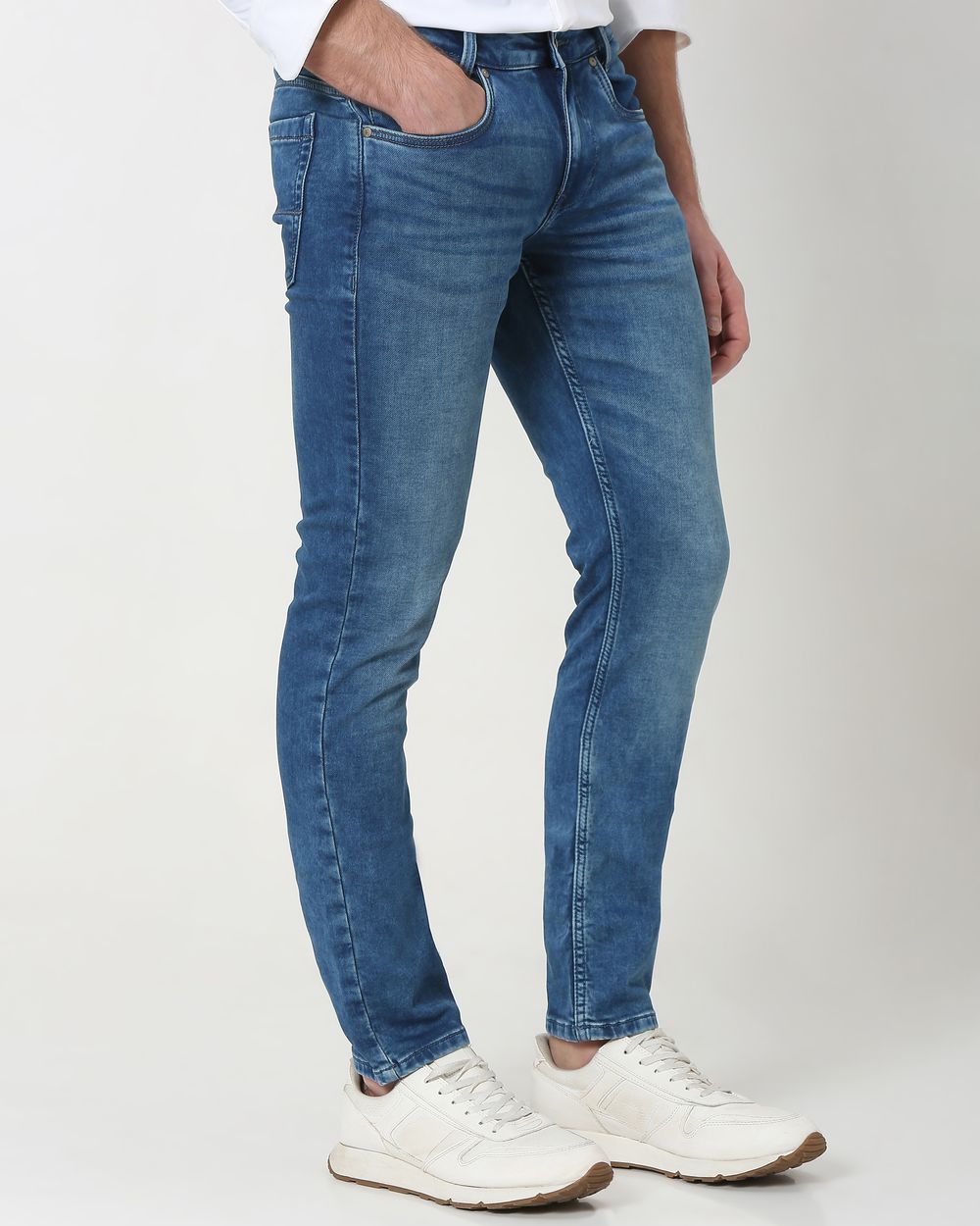 Mid Blue Super Slim Fit Denim Deluxe Stretch Jeans