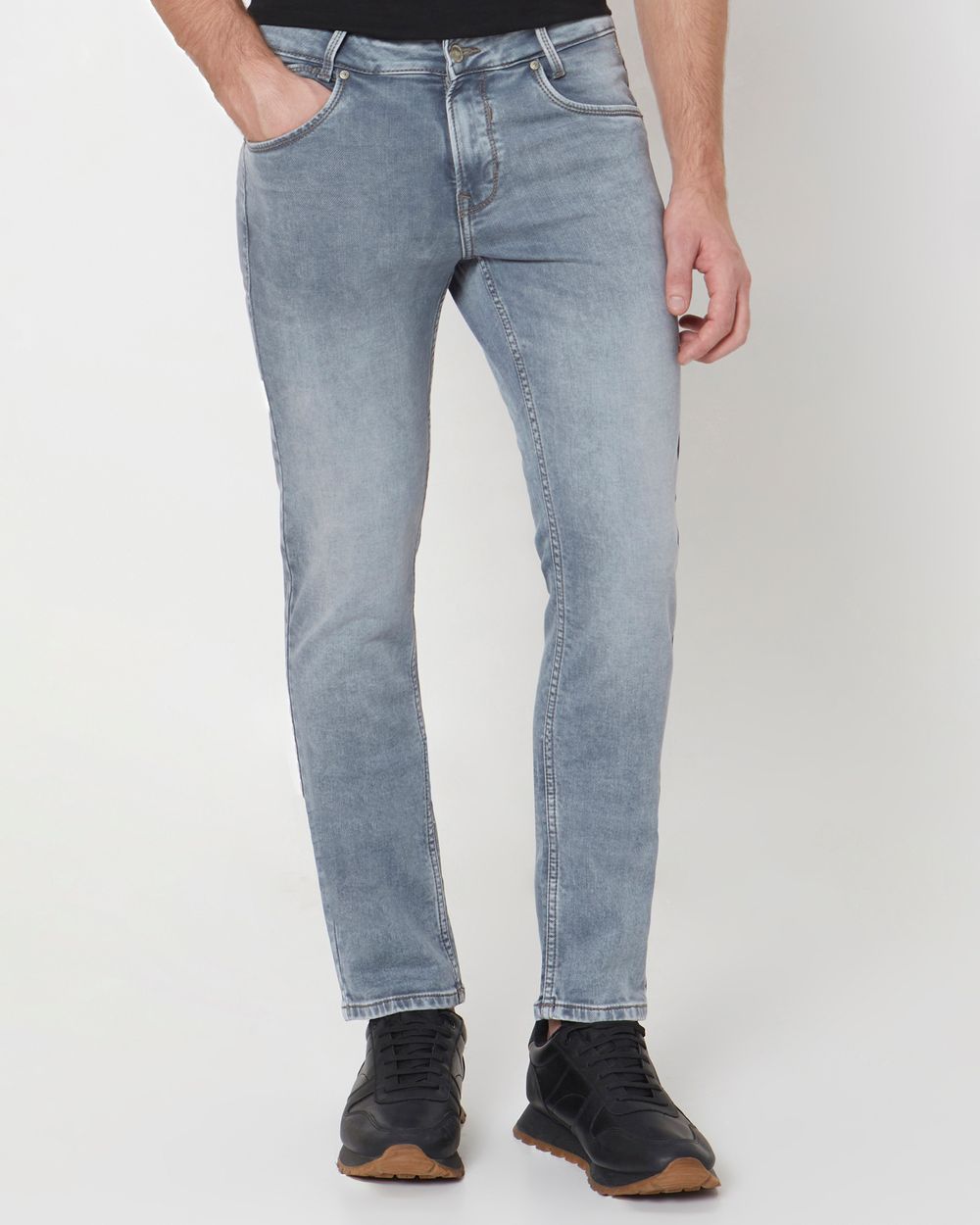 Grey Super Slim Fit Denim Deluxe Stretch Jeans