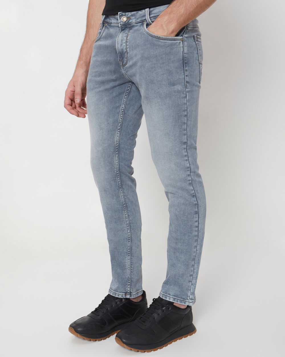 Grey Super Slim Fit Denim Deluxe Stretch Jeans