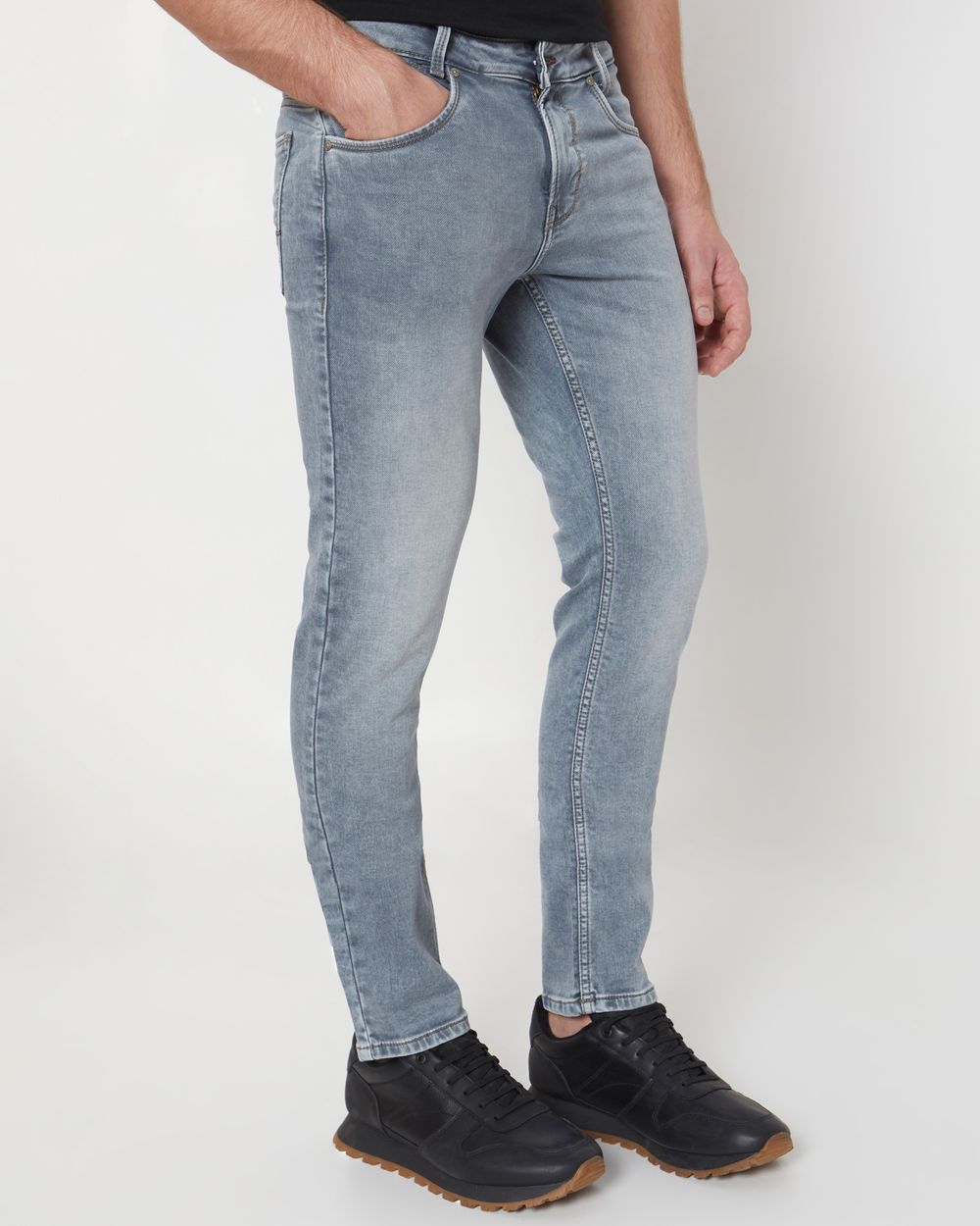 Grey Super Slim Fit Denim Deluxe Stretch Jeans