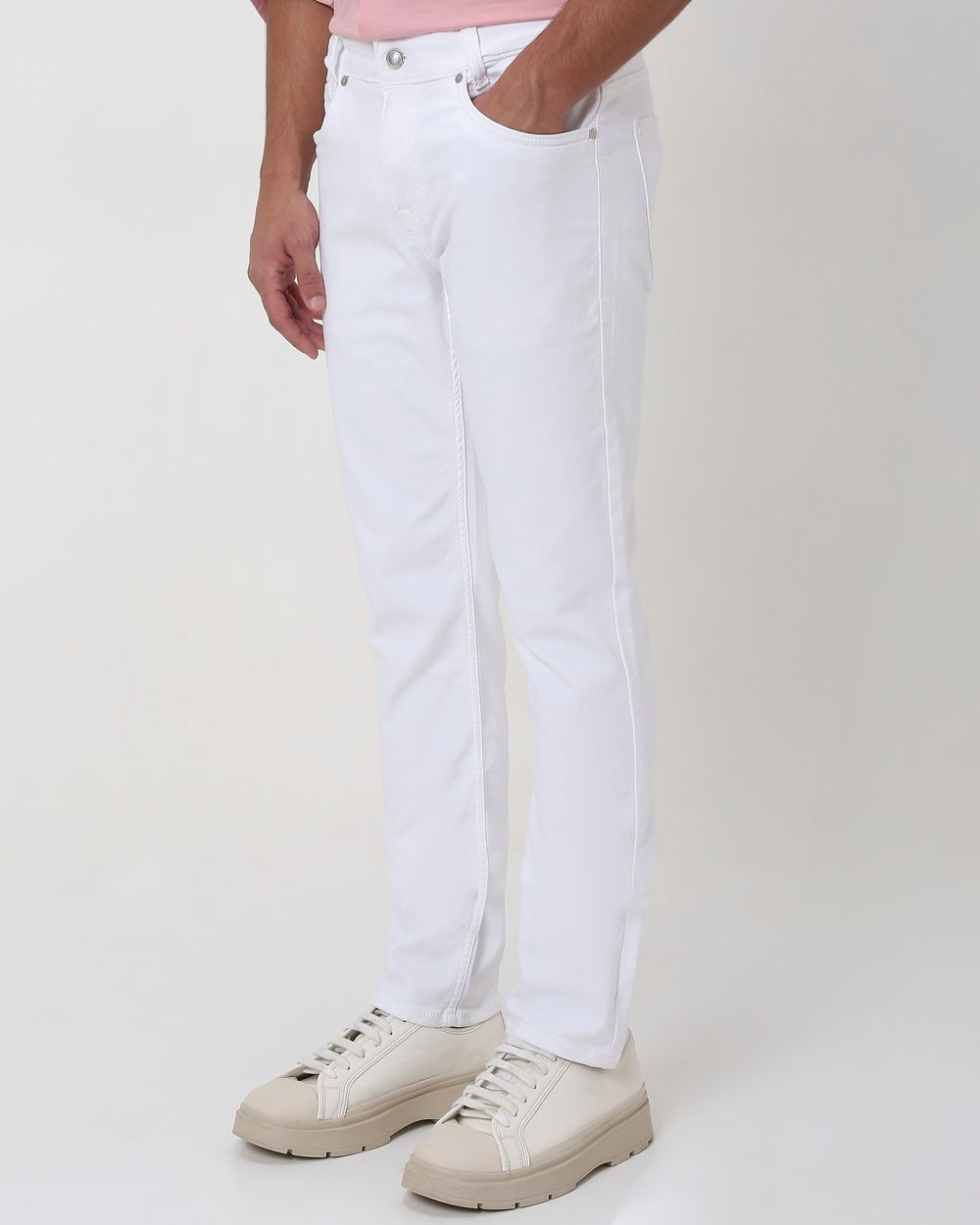 White Narrow Fit Denim Deluxe Stretch Jeans