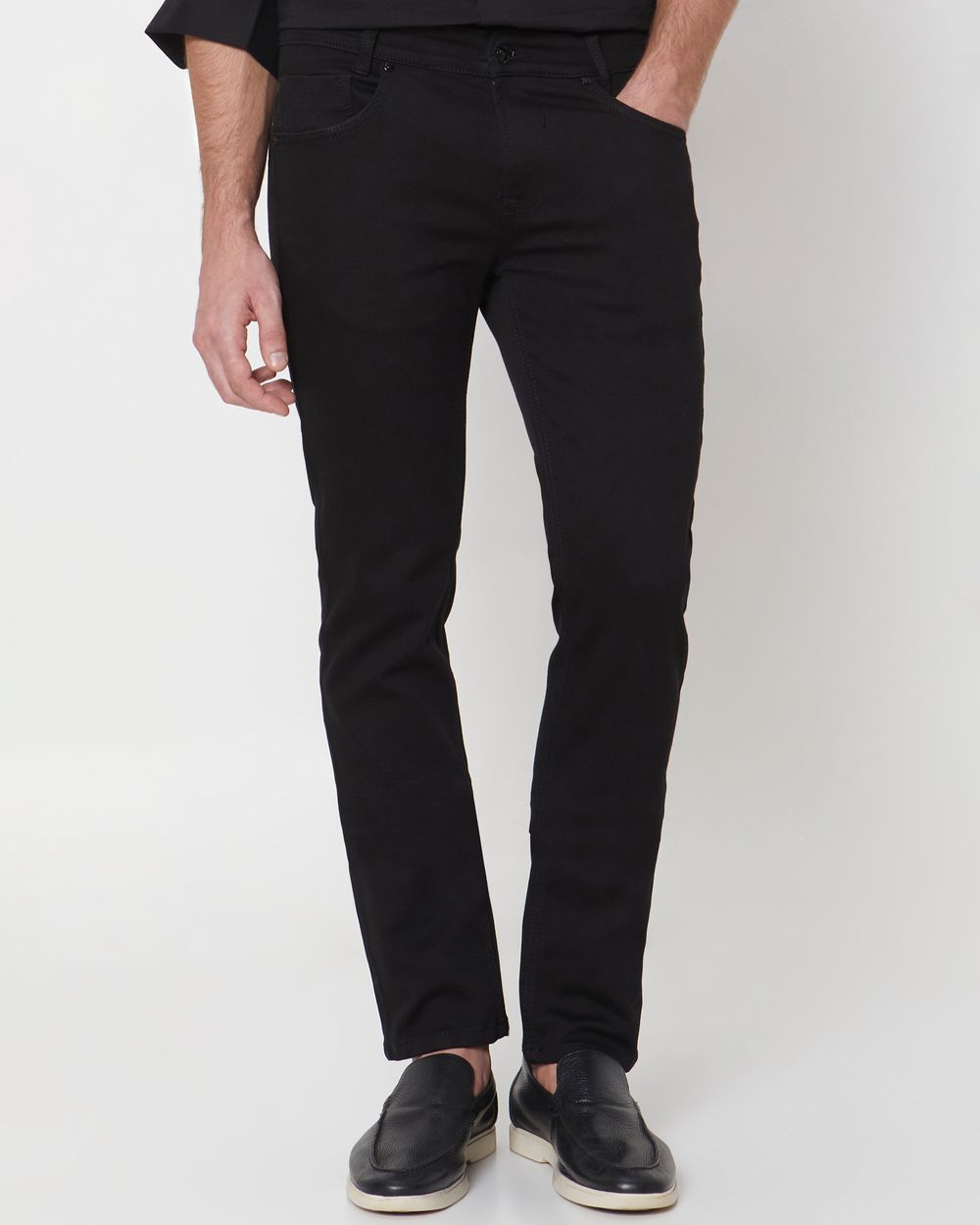 Jet Black Narrow Fit Denim Deluxe Stretch Jeans