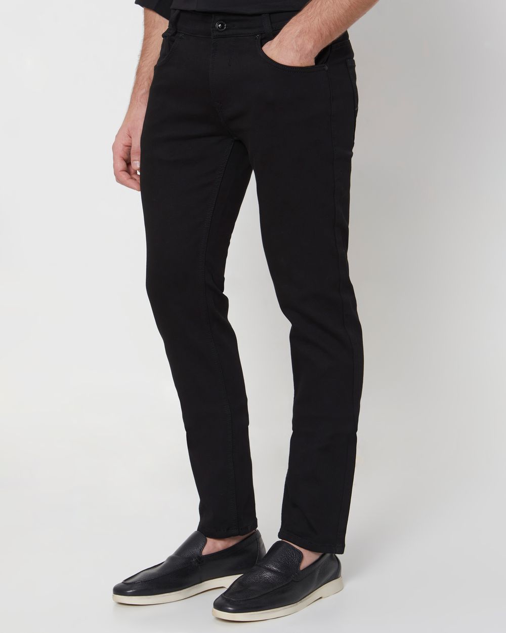 Jet Black Narrow Fit Denim Deluxe Stretch Jeans