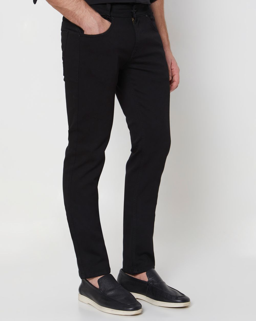 Jet Black Narrow Fit Denim Deluxe Stretch Jeans