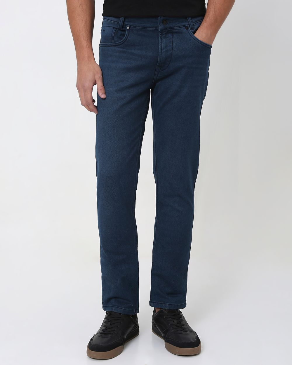 Deep Indigo Blue Narrow Fit Denim Deluxe Stretch Jeans