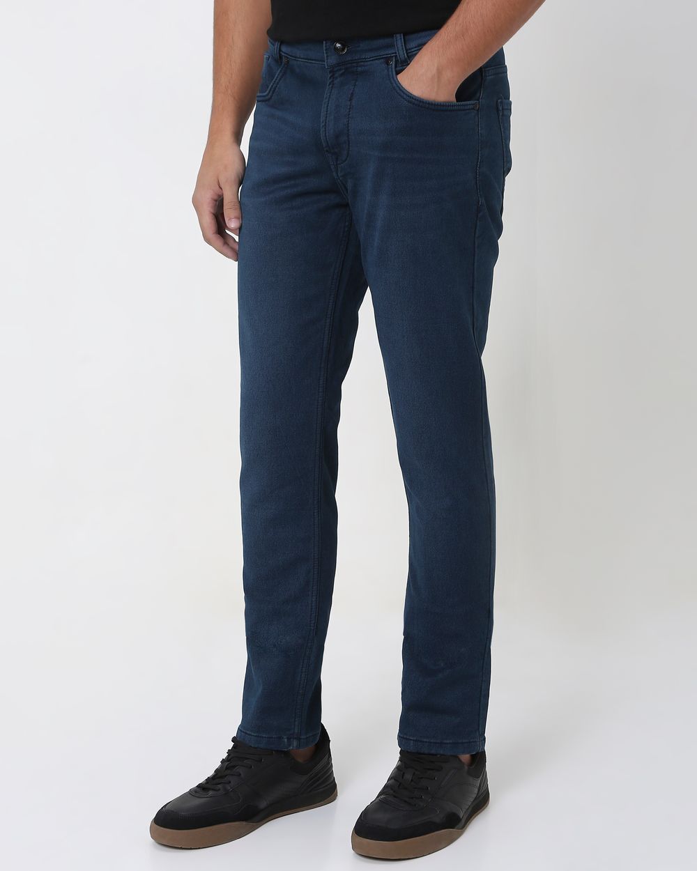 Deep Indigo Blue Narrow Fit Denim Deluxe Stretch Jeans