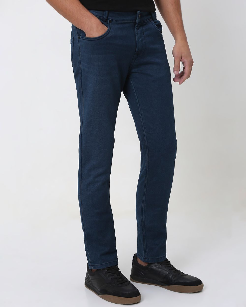Deep Indigo Blue Narrow Fit Denim Deluxe Stretch Jeans