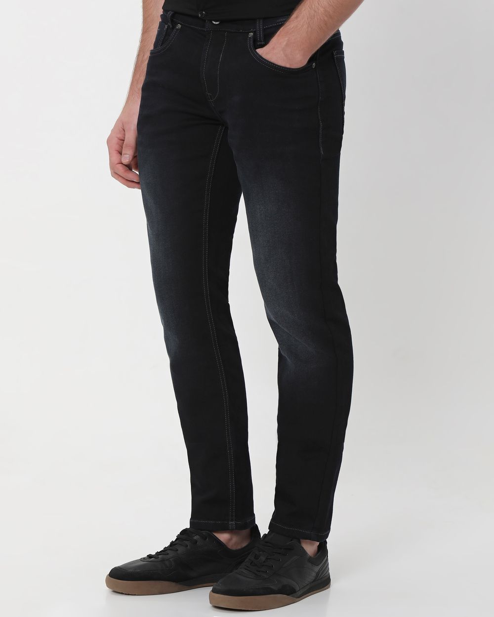 Black Narrow Fit Denim Deluxe Stretch Jeans