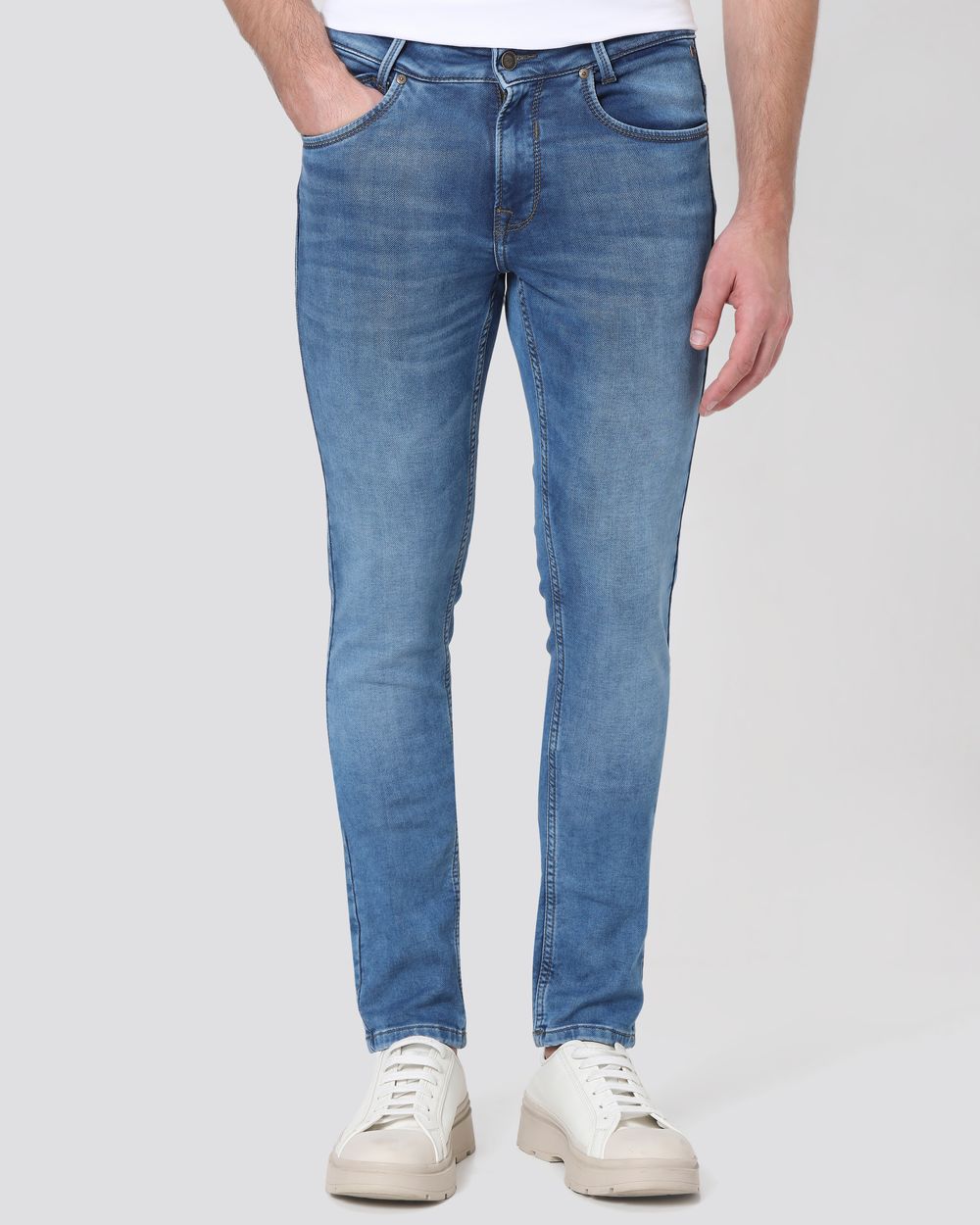 Mid Blue Skinny Fit Denim Deluxe Stretch Jeans