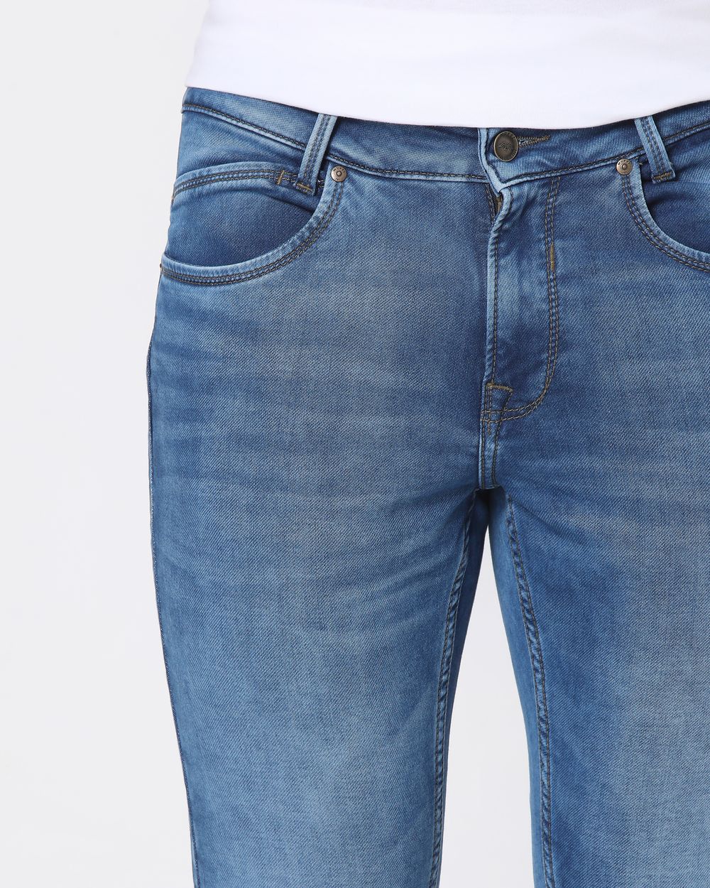 Mid Blue Skinny Fit Denim Deluxe Stretch Jeans