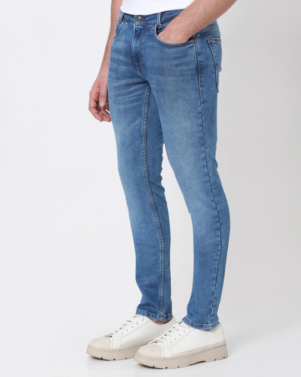 Mid Blue Skinny Fit Denim Deluxe Stretch Jeans