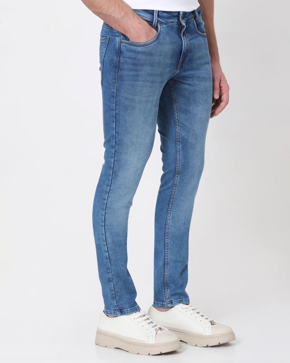 Mid Blue Skinny Fit Denim Deluxe Stretch Jeans