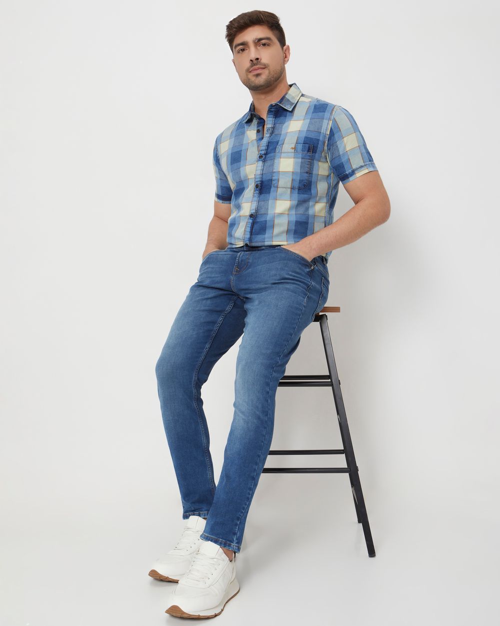 Mid Blue Skinny Fit Denim Deluxe Stretch Jeans