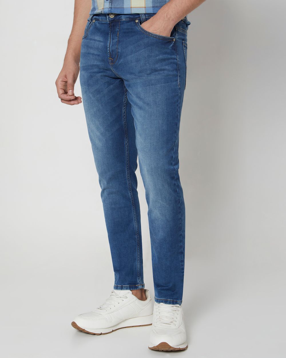 Mid Blue Skinny Fit Denim Deluxe Stretch Jeans