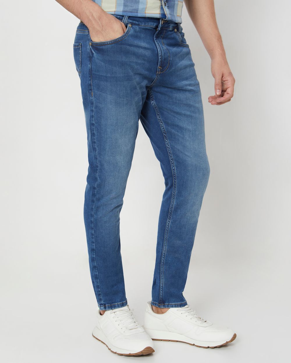 Mid Blue Skinny Fit Denim Deluxe Stretch Jeans