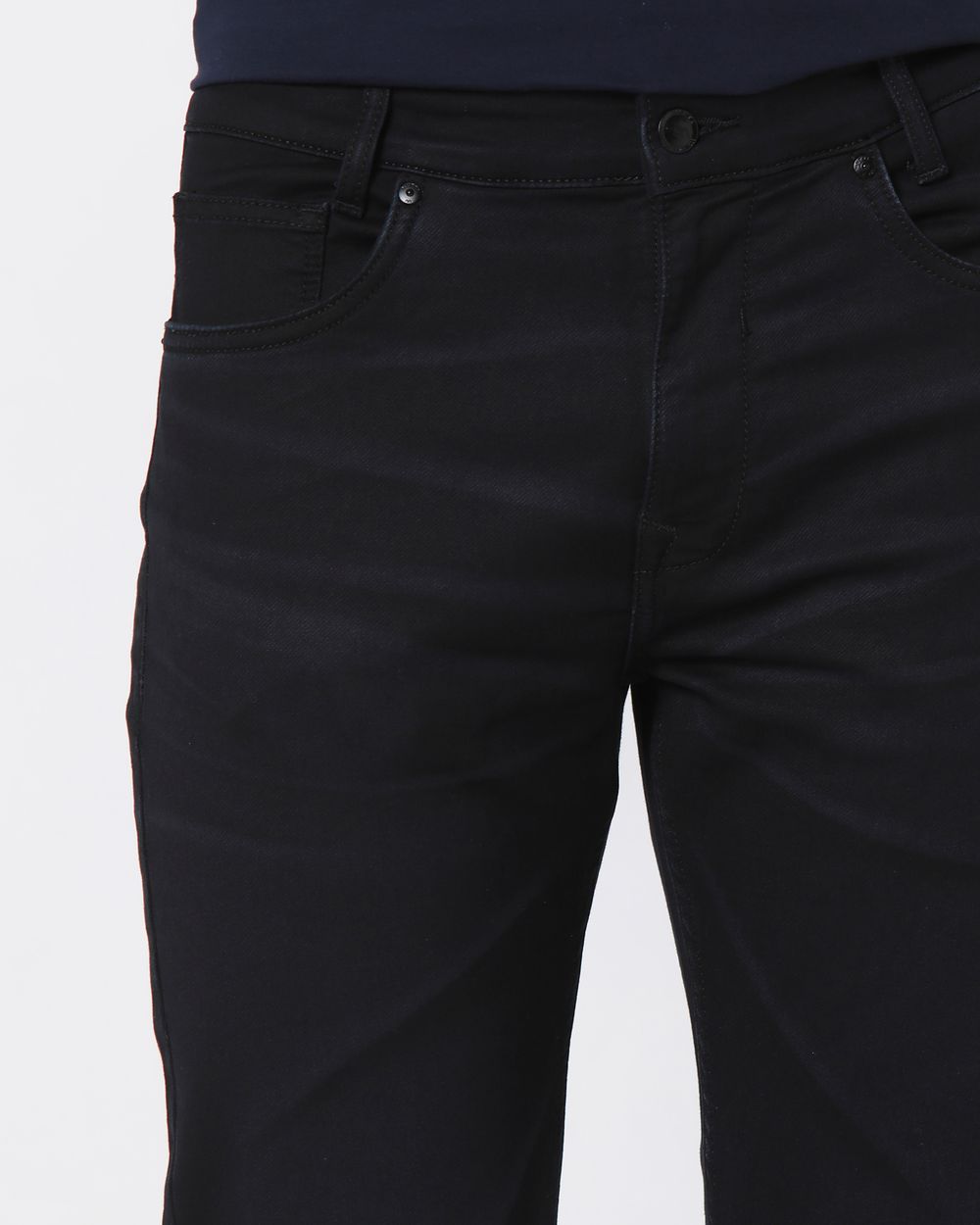 Black Relaxed Straight Fit Denim Deluxe Stretch Jeans