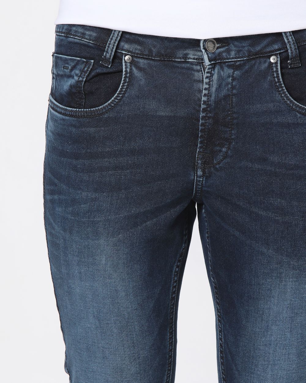 Dark Indigo Blue Skinny Fit Denim Deluxe Stretch Jeans