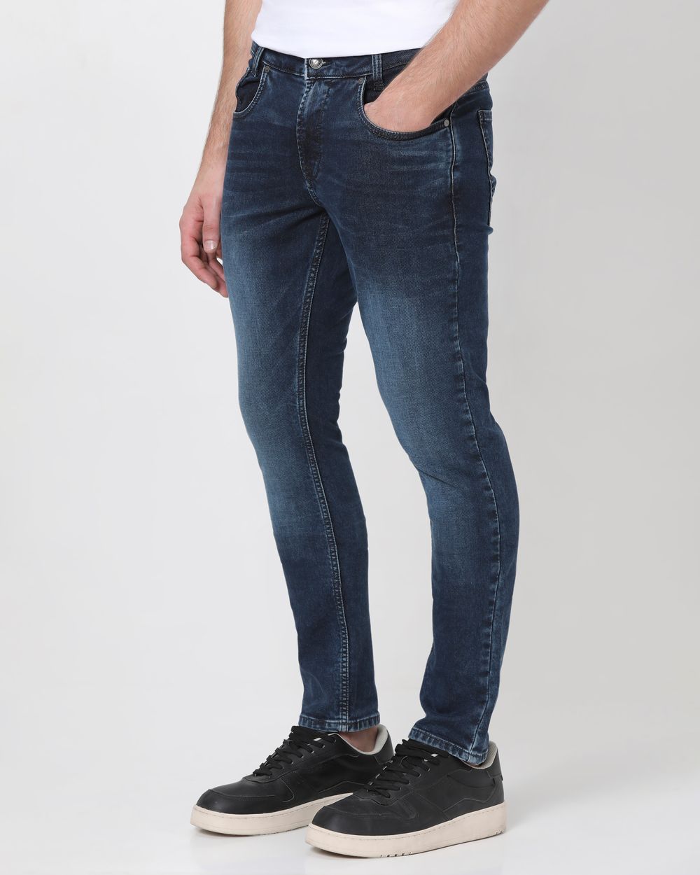Dark Indigo Blue Skinny Fit Denim Deluxe Stretch Jeans