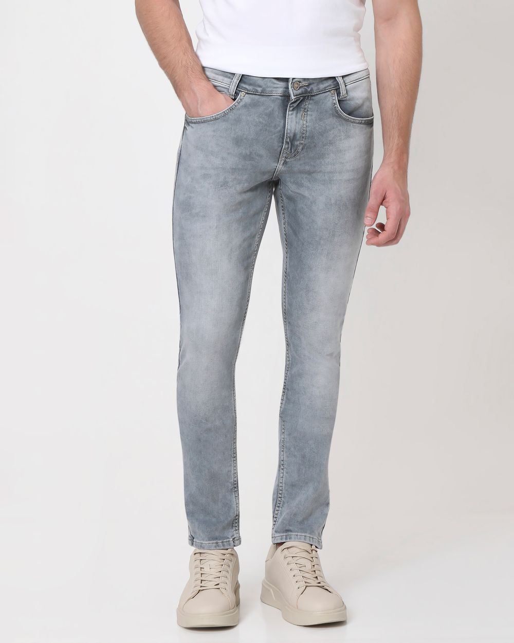 Grey Skinny Fit Denim Deluxe Stretch Jeans