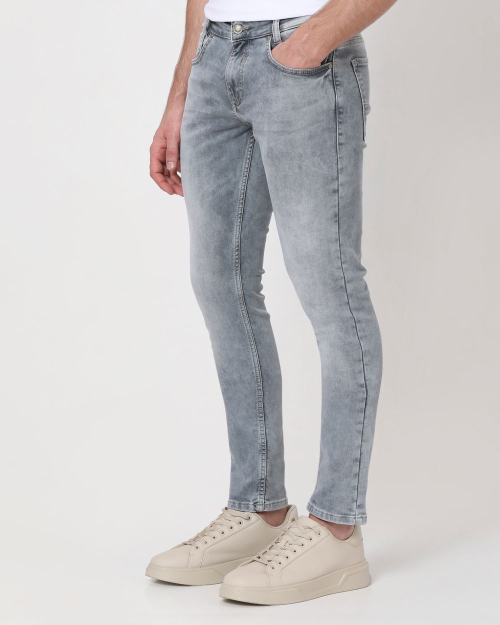 Grey Skinny Fit Denim Deluxe Stretch Jeans