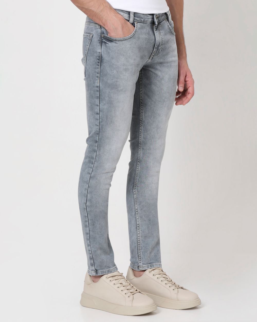 Grey Skinny Fit Denim Deluxe Stretch Jeans