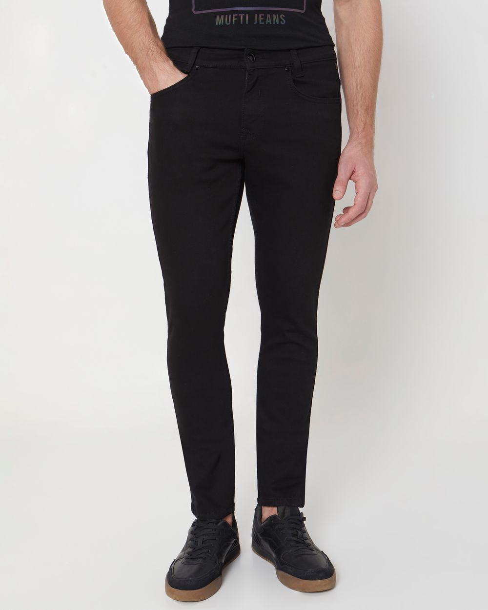 Mufti black jeans price on sale