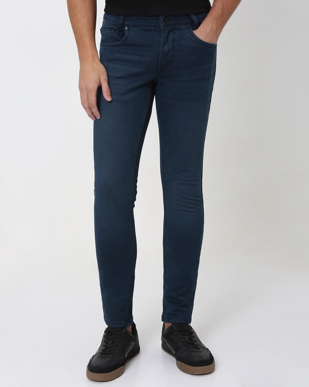 Deep Indigo Blue Skinny Fit Denim Deluxe Stretch Jeans