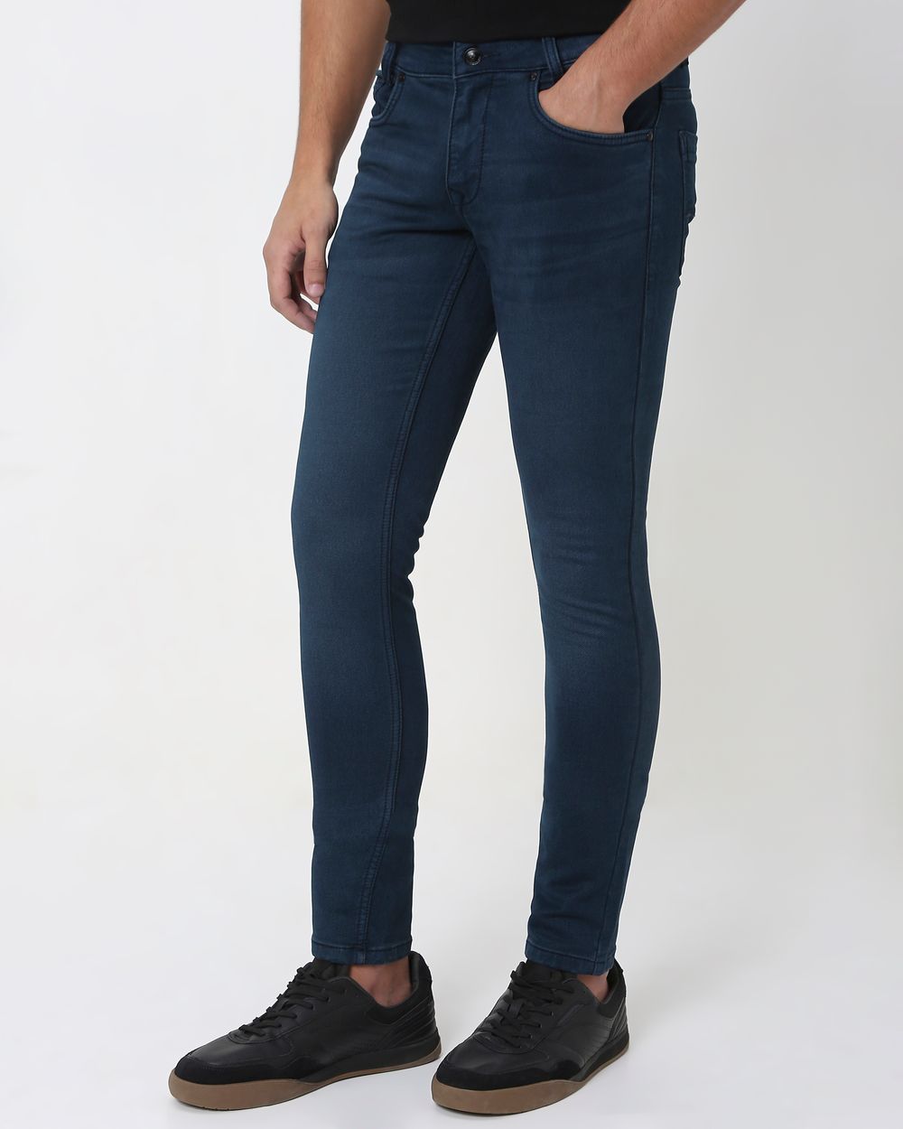 Deep Indigo Blue Skinny Fit Denim Deluxe Stretch Jeans