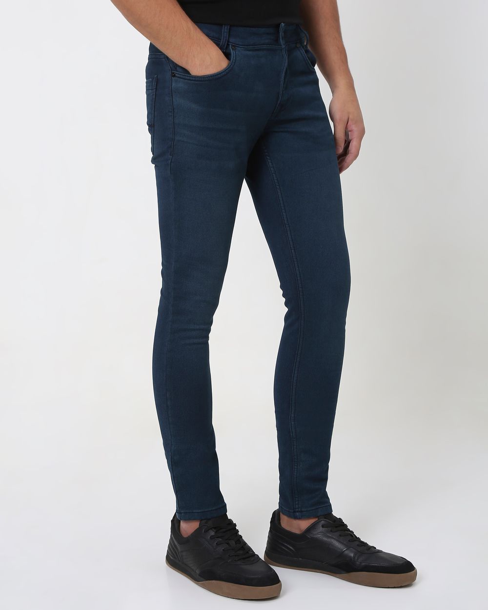 Deep Indigo Blue Skinny Fit Denim Deluxe Stretch Jeans