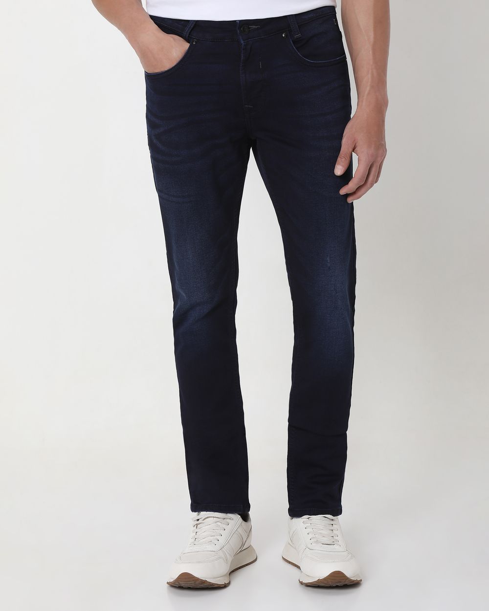 Deep Indigo Blue Skinny Fit Denim Deluxe Stretch Jeans