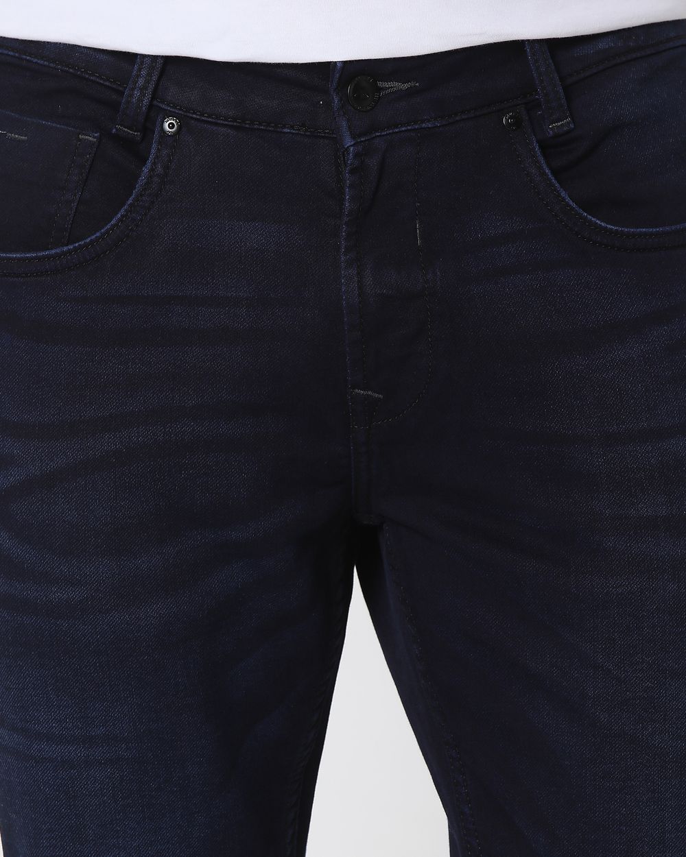 Deep Indigo Blue Skinny Fit Denim Deluxe Stretch Jeans