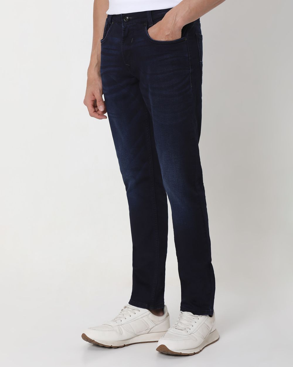 Deep Indigo Blue Skinny Fit Denim Deluxe Stretch Jeans
