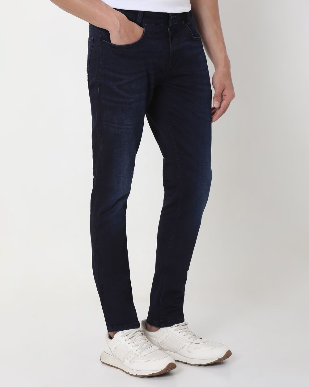 Deep Indigo Blue Skinny Fit Denim Deluxe Stretch Jeans