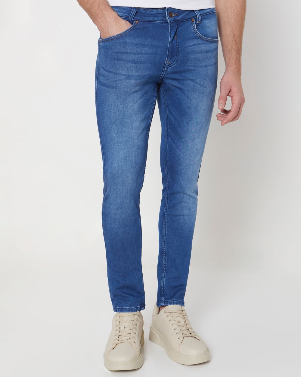 Mid Blue Skinny Fit Denim Deluxe Stretch Jeans