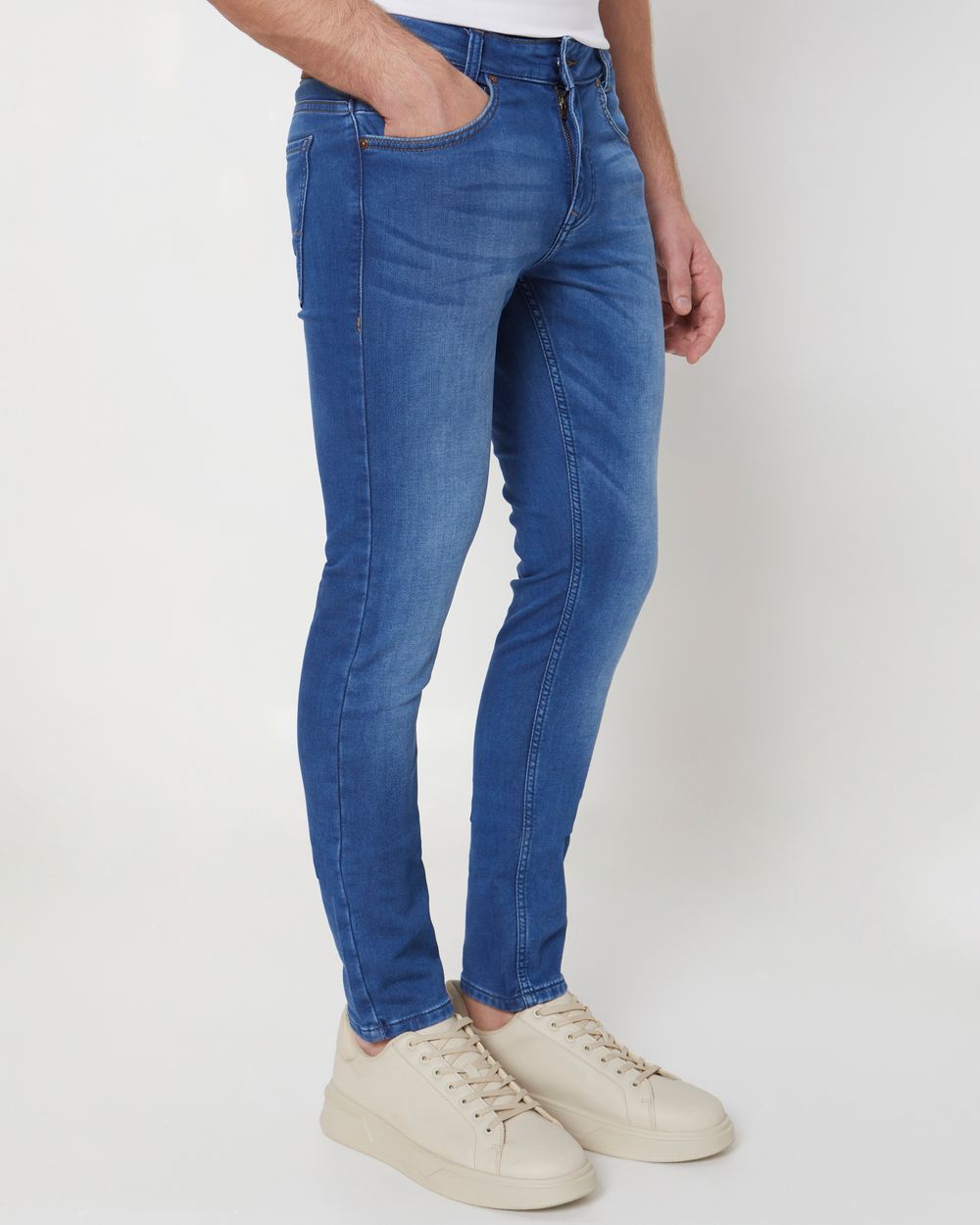 Mid Blue Skinny Fit Denim Deluxe Stretch Jeans