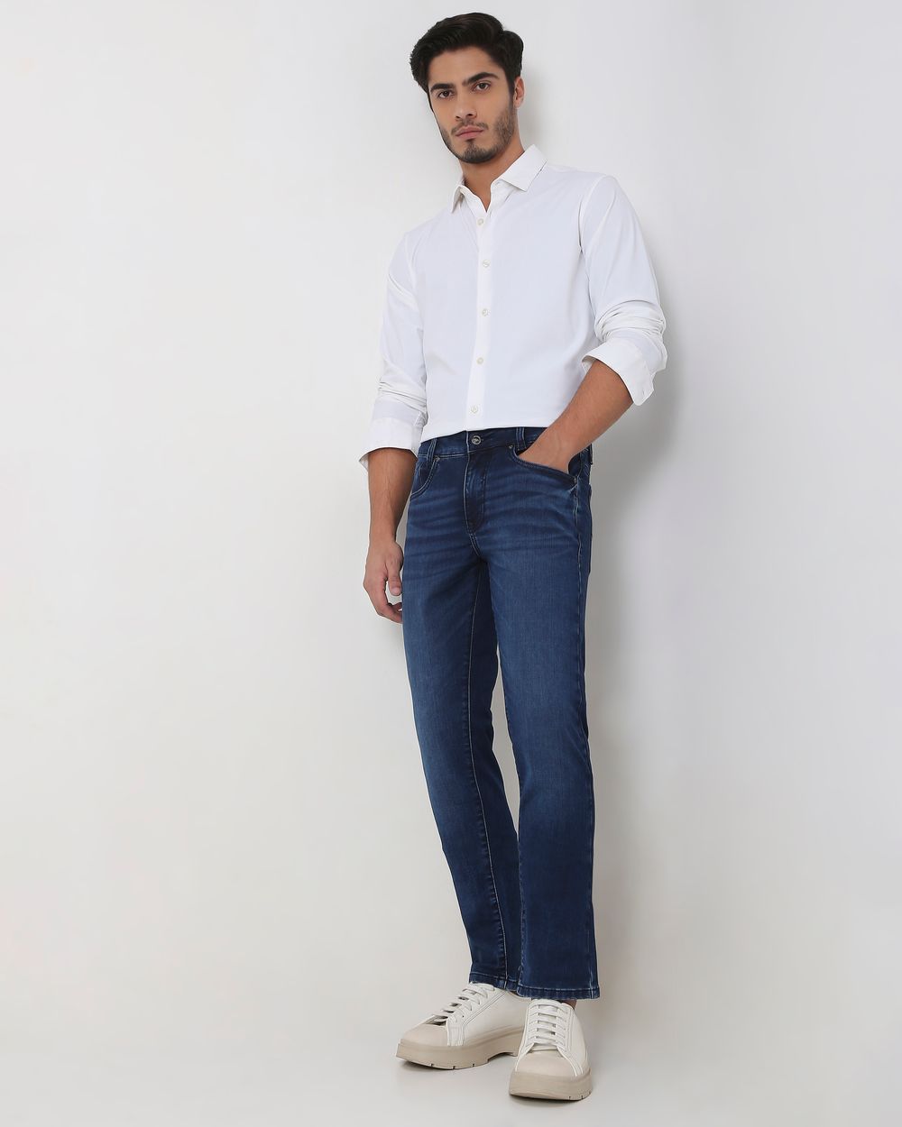 Dark Indigo Blue Super Slim Fit Denim Deluxe Stretch Jeans