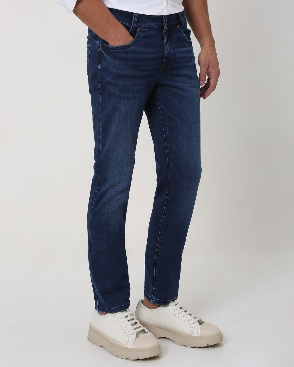 Dark Indigo Blue Super Slim Fit Denim Deluxe Stretch Jeans