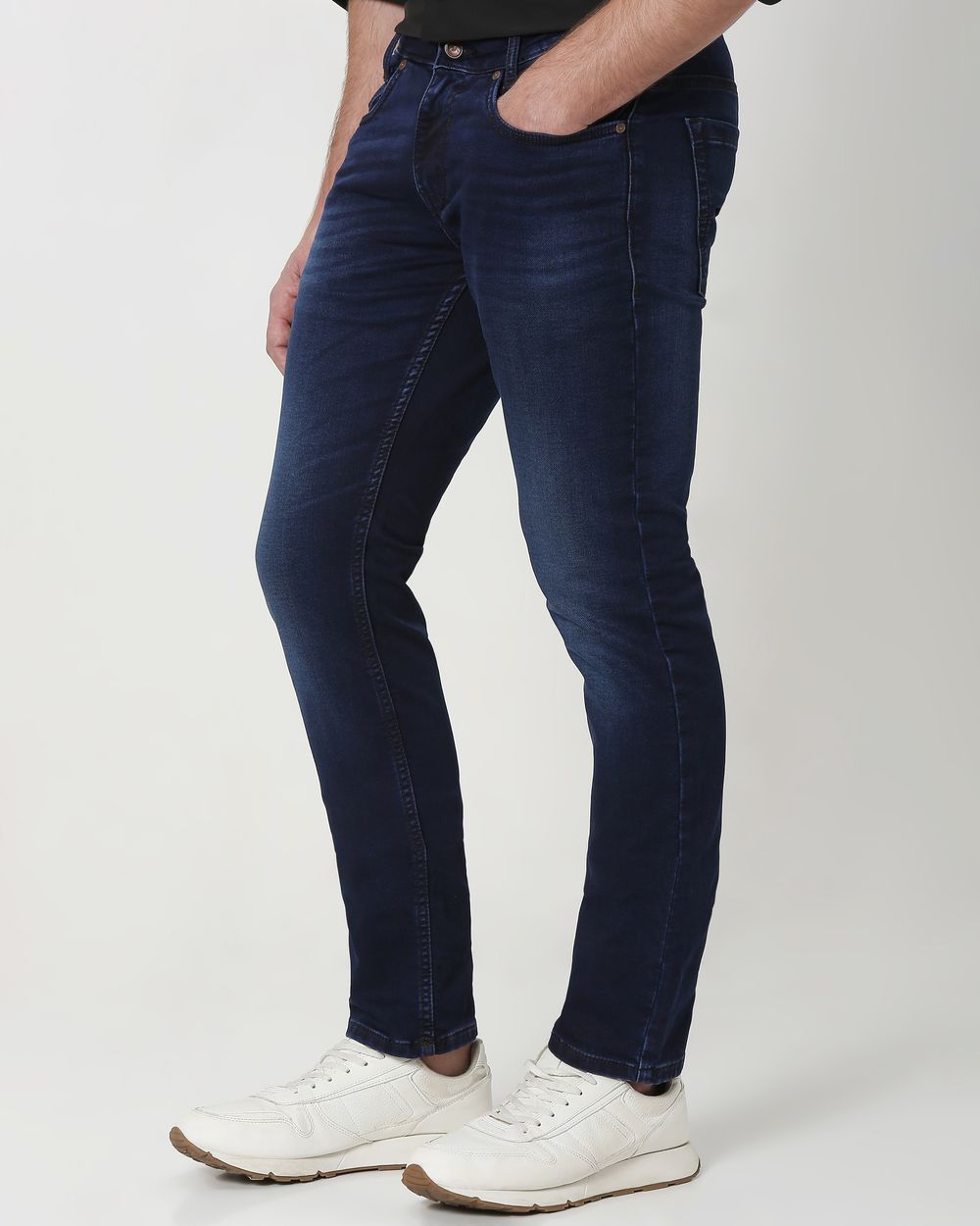 Dark Indigo Blue Super Slim Fit Denim Deluxe Stretch Jeans