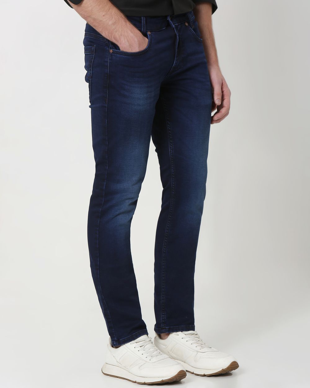 Dark Indigo Blue Super Slim Fit Denim Deluxe Stretch Jeans