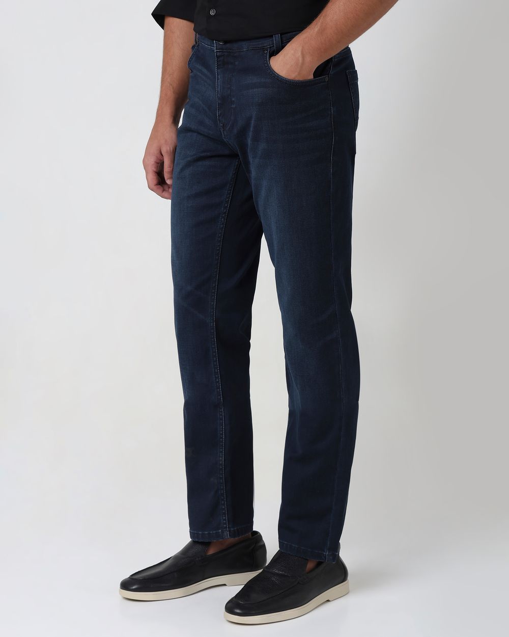 Blue Black Narrow Fit Denim Deluxe Stretch Jeans