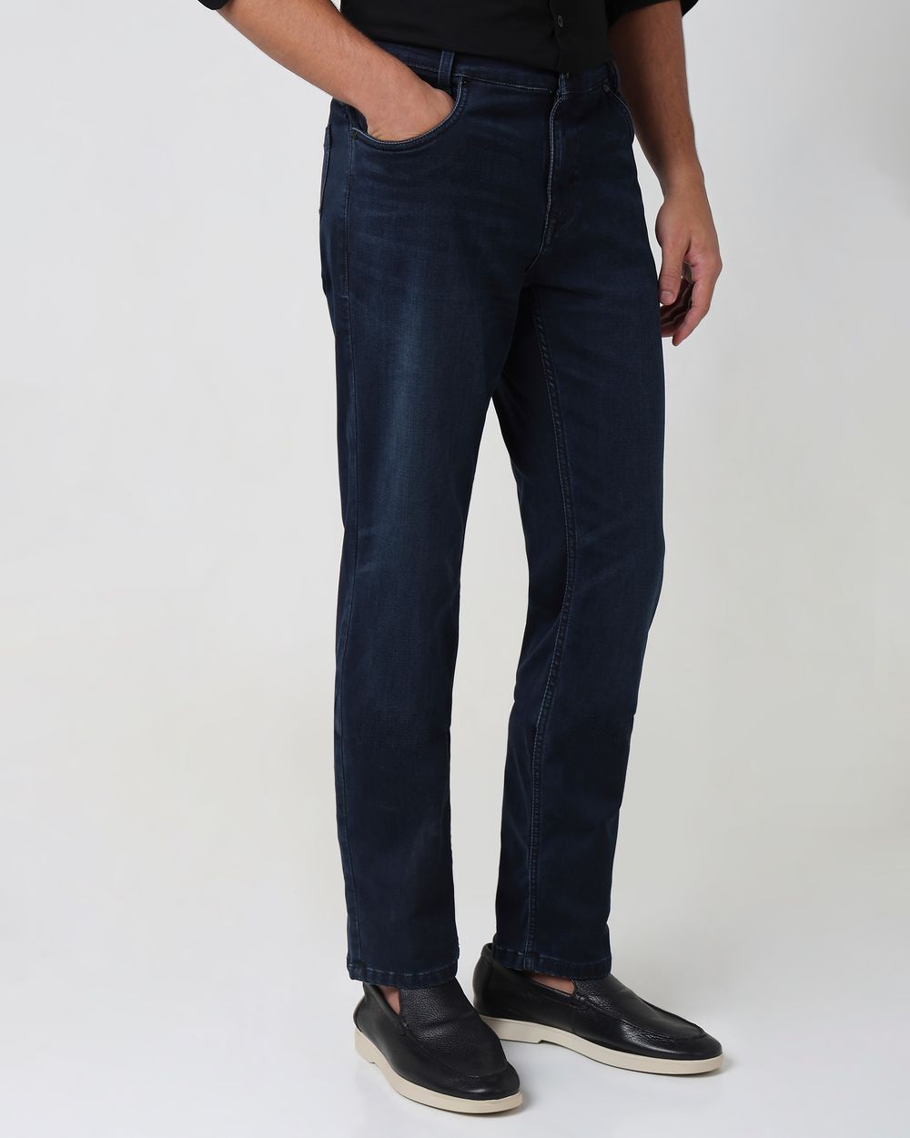Blue Black Narrow Fit Denim Deluxe Stretch Jeans