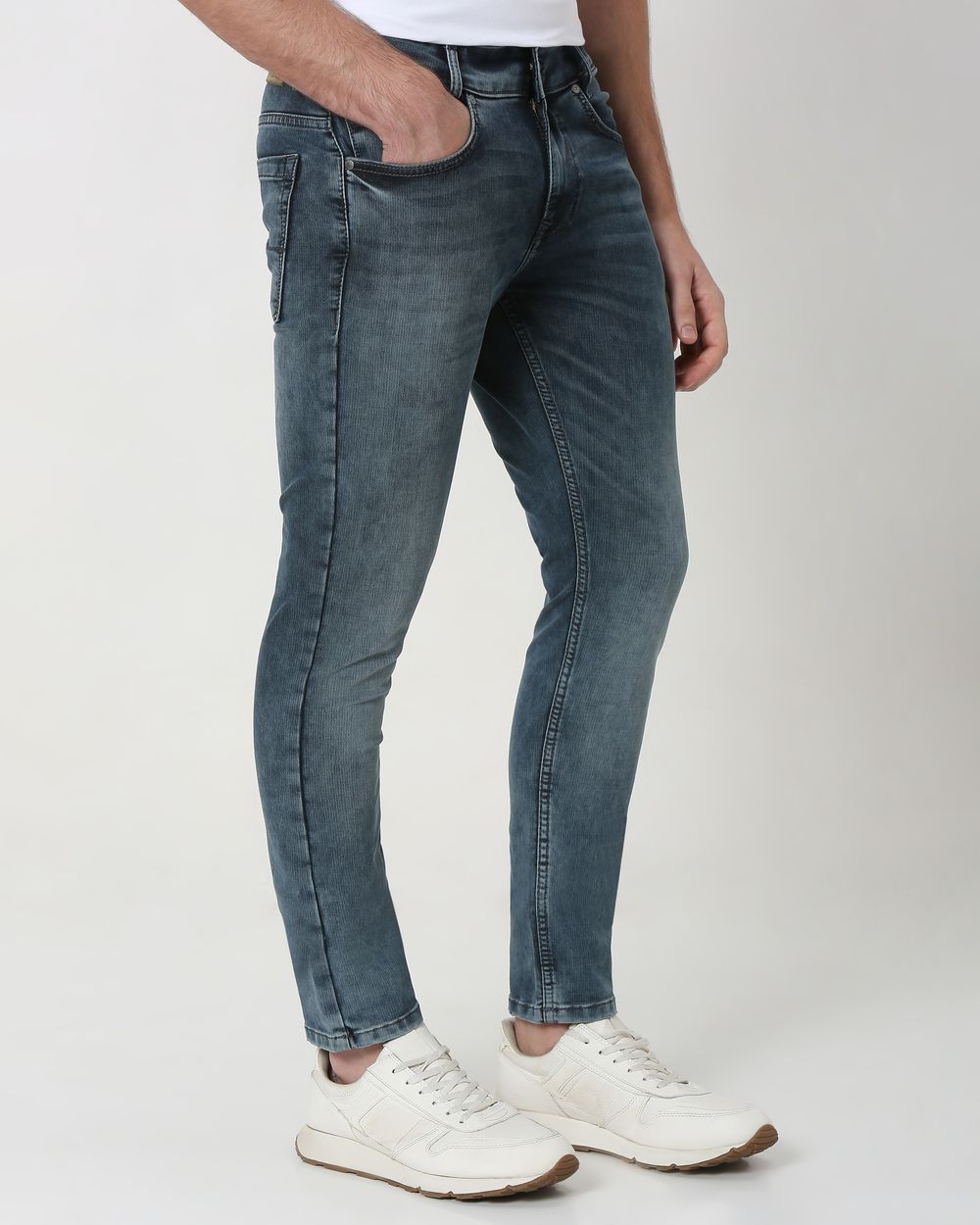 Blue Grey Skinny Fit Denim Deluxe Stretch Jeans