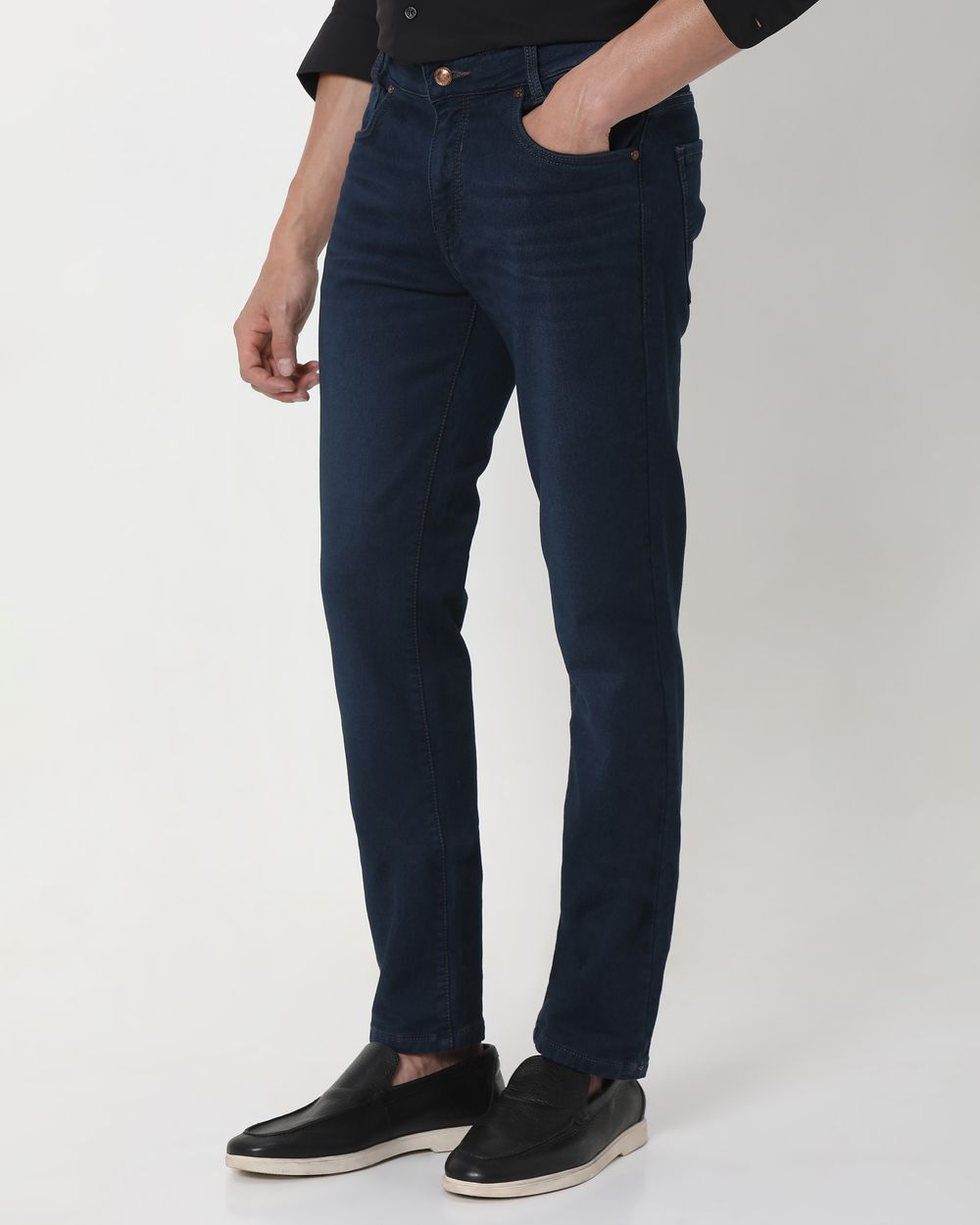 Deep Indigo Blue Super Slim Fit Denim Deluxe Stretch Jeans