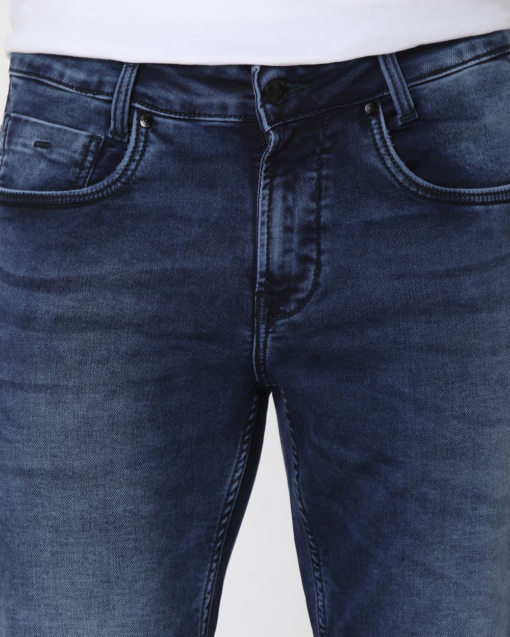 Dark Indigo Blue Super Slim Fit Denim Deluxe Stretch Jeans