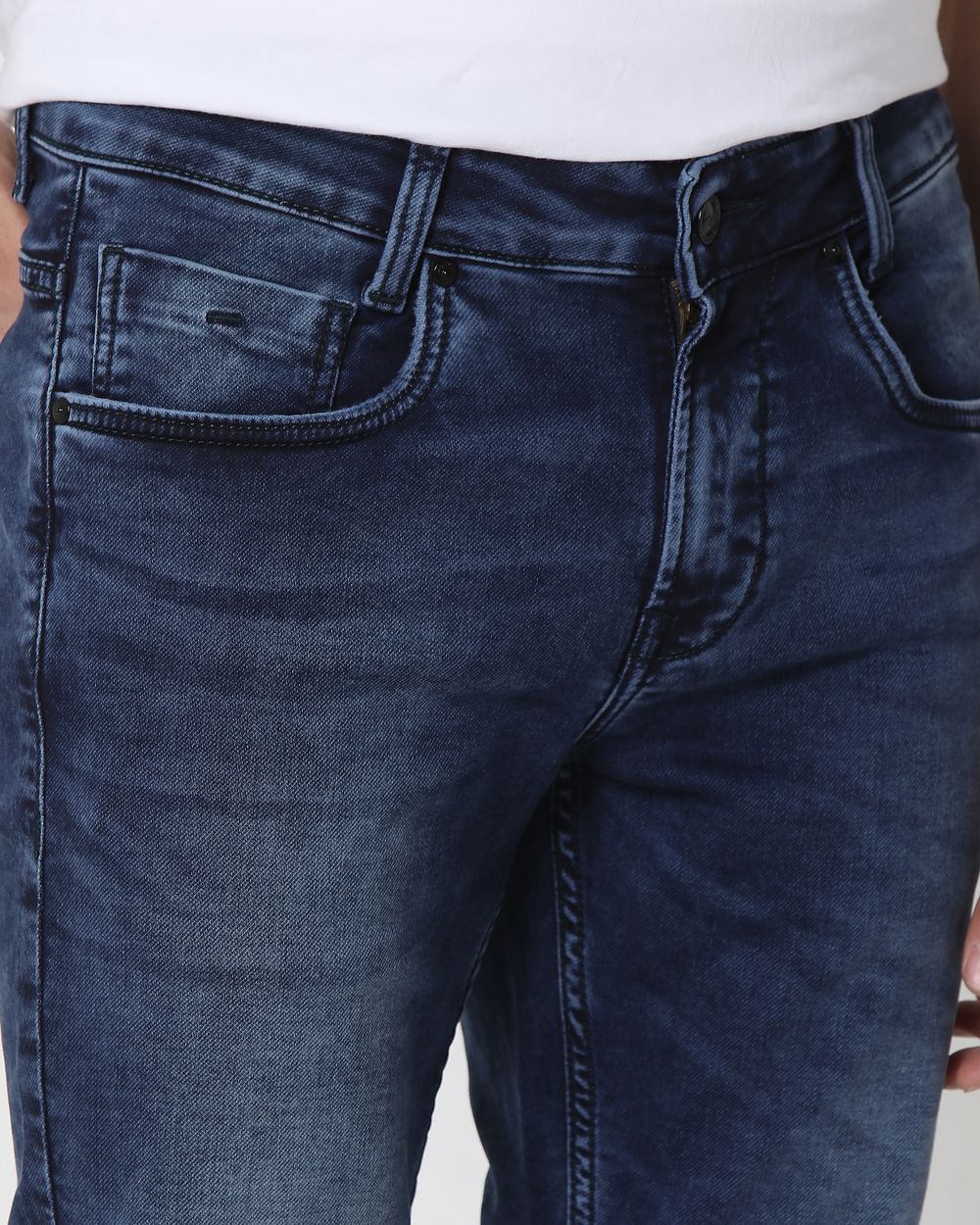Buy Dark Indigo Blue Super Slim Fit Denim Deluxe Stretch